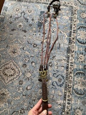 Ikonic gogue/chambon Leather and Rope Horse Lead with Brass Hardware - Brown